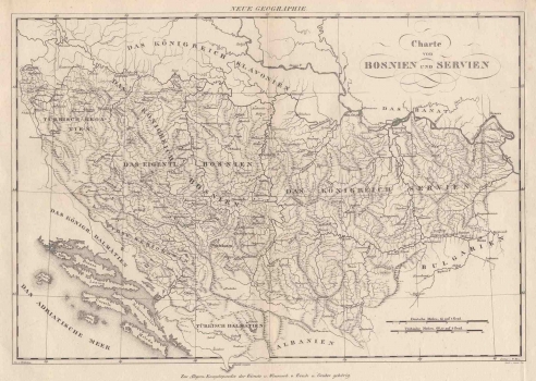 SCHLIEBEN, WILHELM ERNST AUGUST VON: KARTA BOSNE I SRBIJE